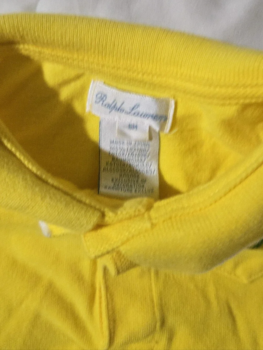 Ralph Lauren Baby Boy Bright Yellow Polo One-Piece Romper Pocket 6 Months